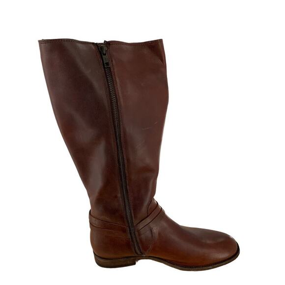 Frye Tall Riding Boots Women's Size 10M Flat Low Heel Knee High Side Zip Brown - Picture 4 of 11